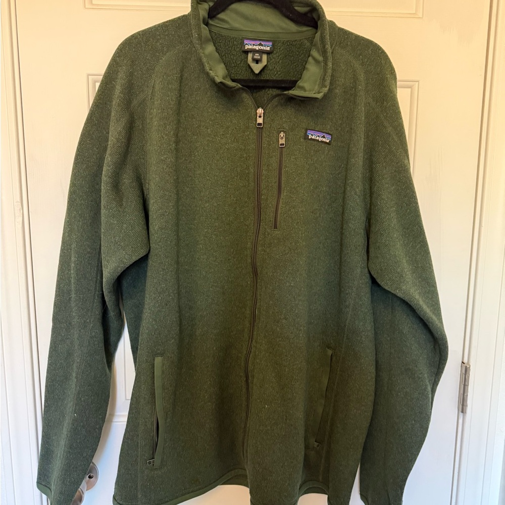 Patagonia Olive Green Fleece Jacket with Logo